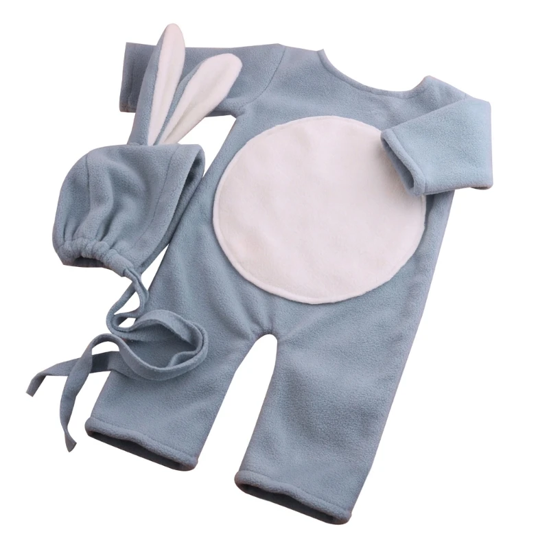 

2Pcs Newborn Photography Props Set Outfit Baby Romper Hat Infants Photo Shooting Rabbit Hats Jumpsuit Bodysuit