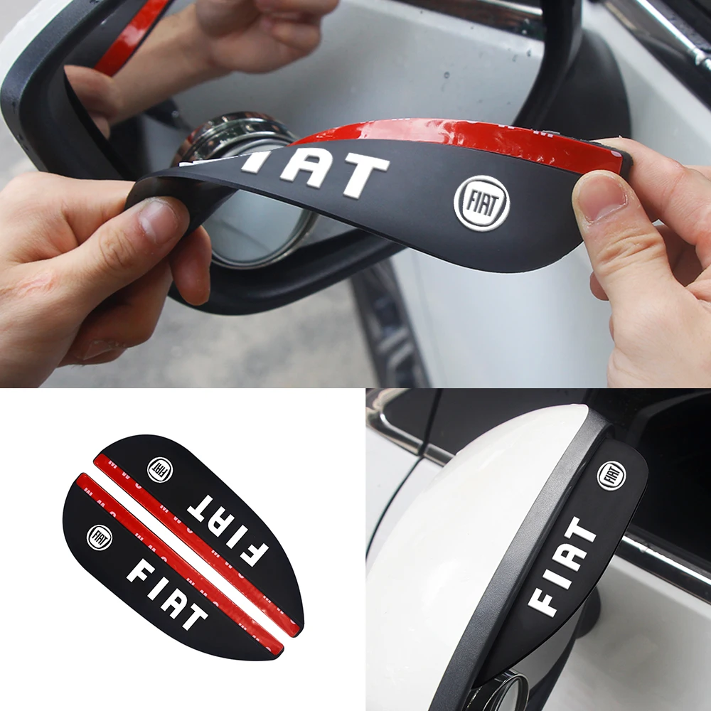 

2Pcs For Fiat 500 Car Rearview Mirror Sticker Auto Rain Eyebrow Car Rear Silica Gel Rain Shield Snow Guard FR Punto Abarth Stilo