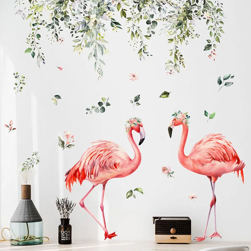 Фон для детской комнаты с розовым Фламинго M24, домашнее украшение, Настенные обои для гостиной, забавные наклейки