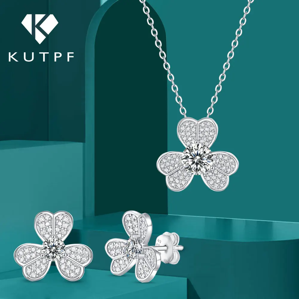 Женский комплект украшений из серебра 100% пробы, с круглым бриллиантом