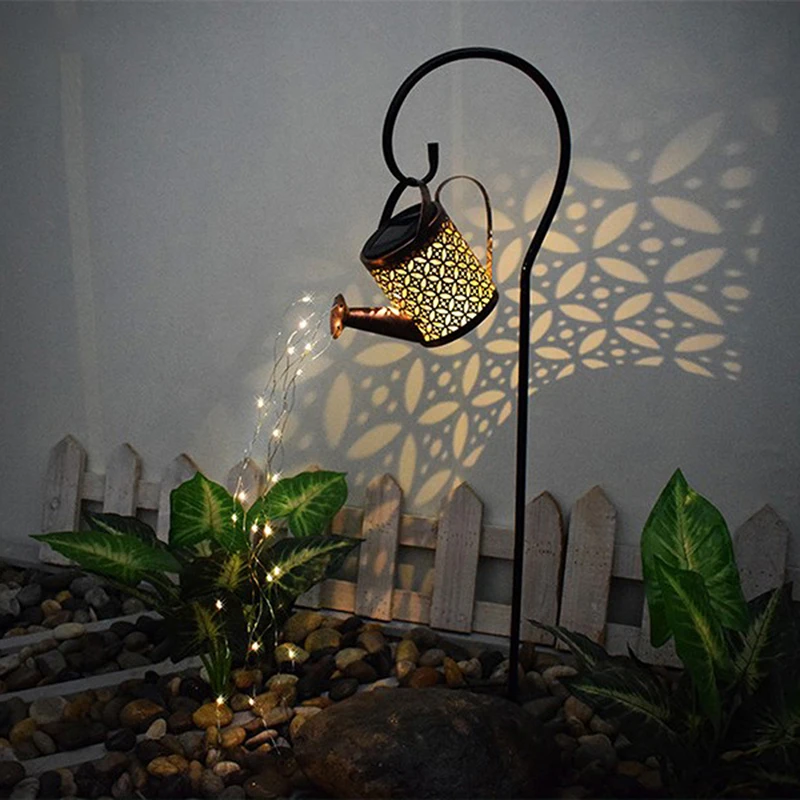 

Watering Can Solar Garden Landscape Path LED String Lights Yard Stake With Planter Yard Lawn Art Outdoor Christmas Decorations