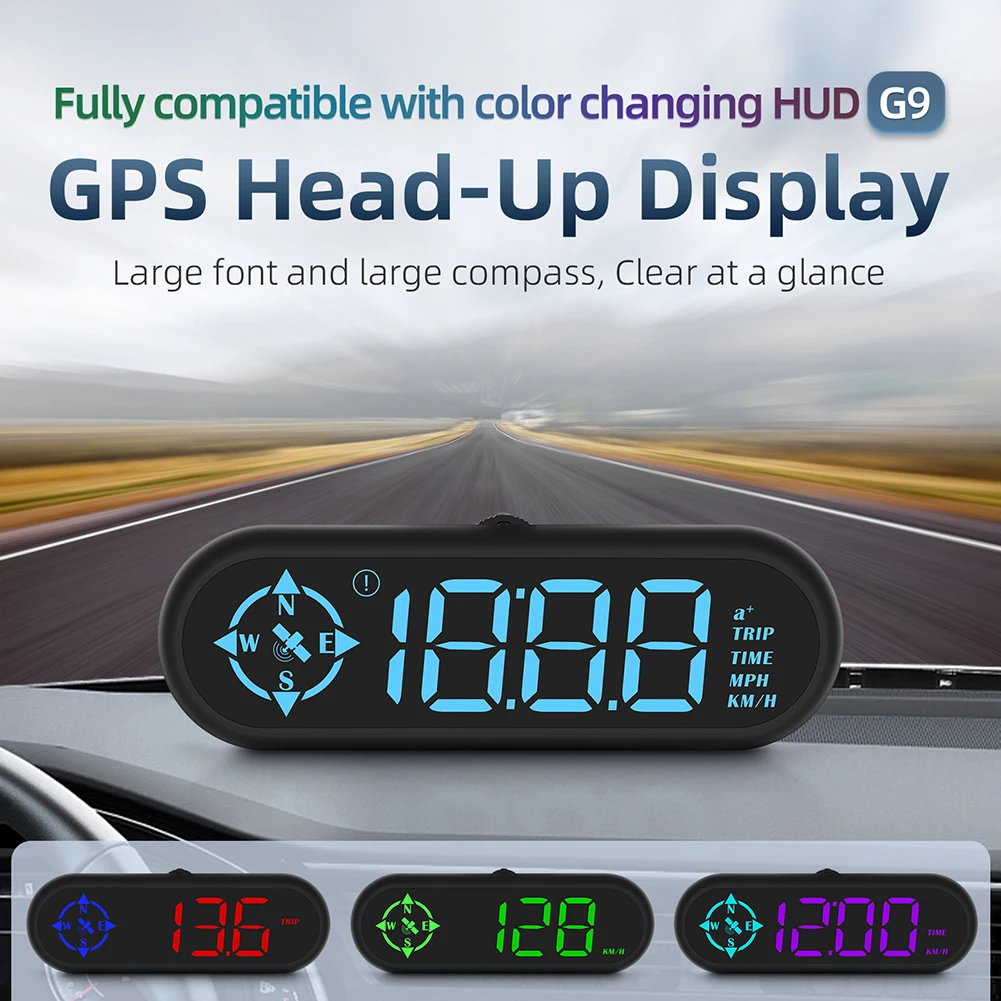

GPS-Спидометр G9, СВЕТОДИОДНЫЙ Автомобильный дисплей HUD, бортовой компьютер, автомобильный встроенный большой шрифт и большой компас, автомоб...