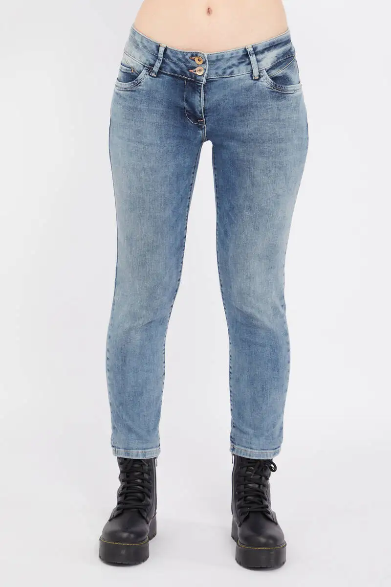 

Women's Blue Short Flare Jean Pants