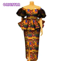 2 pieces set african outfits for women african print off shoulder tops and long skirts women african clothes 5xl 6xl wy8555