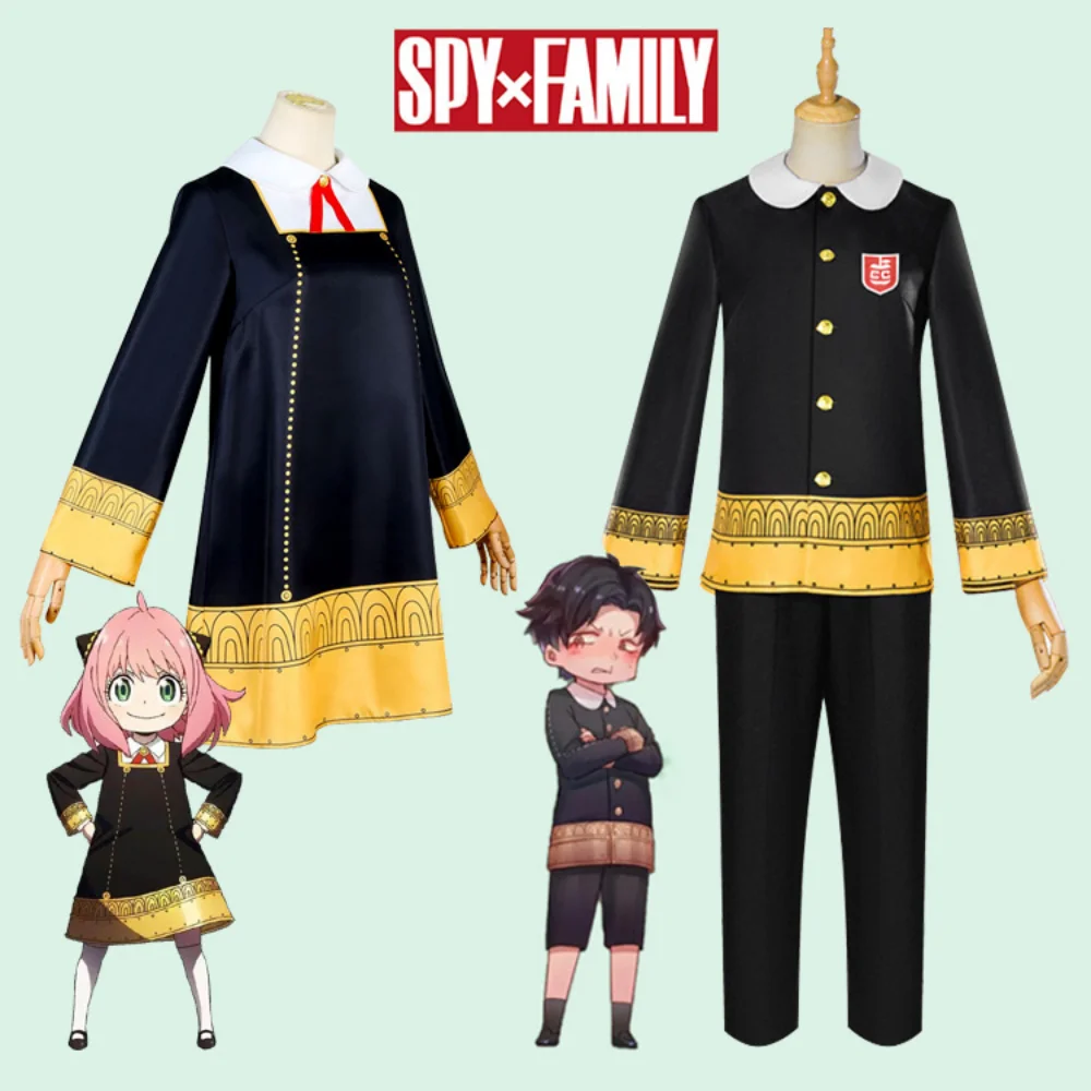 

Anime Spy X Family Anya Forger Damian Desmond Cosplay Costumes Cloak Cap Hat Dress Pants Imperial Scholar Uniform Carvinal Suit