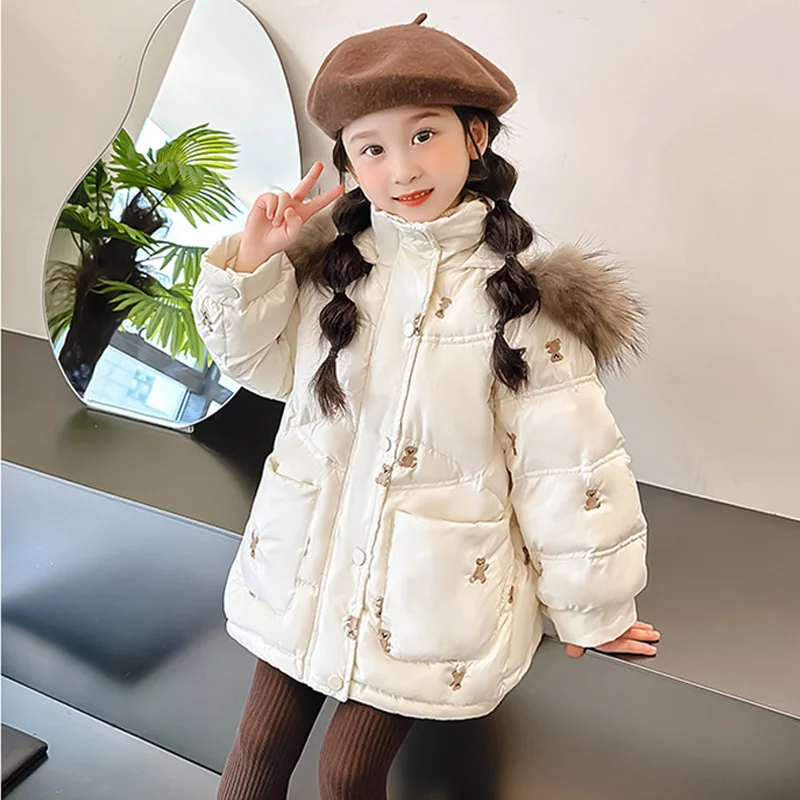 Зимняя пуховая куртка с капюшоном для девочек от 2 до 10 лет
