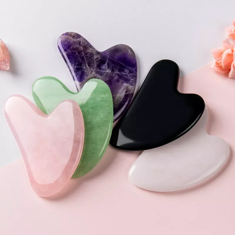 

NEW IN Jade Stone Gua Sha Massage Board Rose Quartz Guasha Plate Jade Face Massager Scrapers Tools For Face Neck Back Body