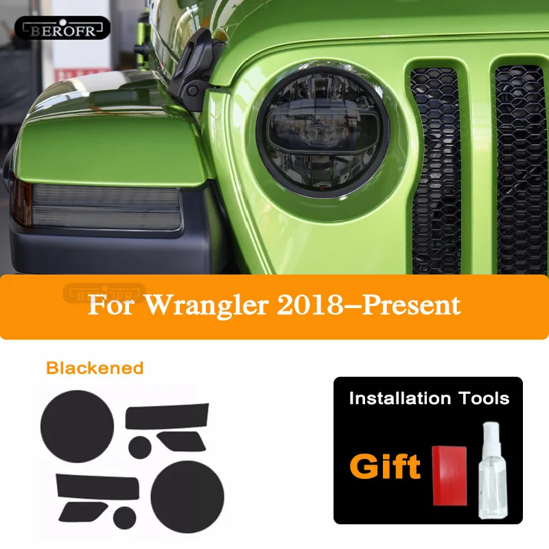 

Защитная затеняющая пленка для автомобильных фар Jeep Wrangler JL 2019 2020, дымчато-черная Прозрачная защитная наклейка из ТПУ, аксессуары