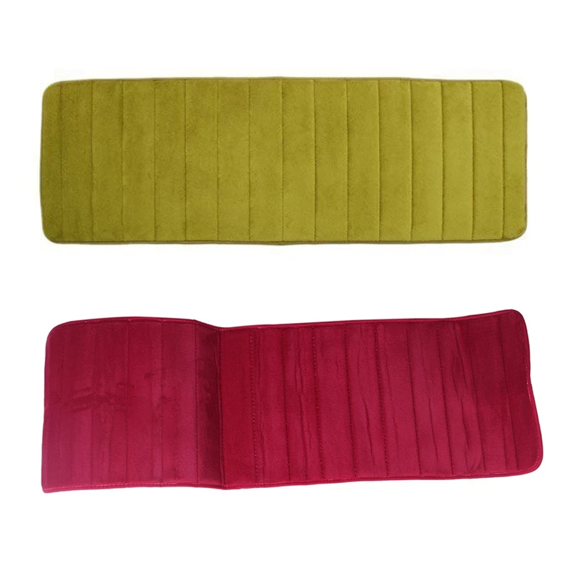 

2X 120X40cm Absorbent Nonslip Memory Foam Kitchen Bedroom Door Floor Mat Rug Carpet Olive Drab & Date-Red