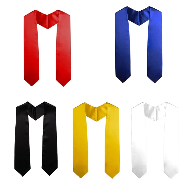 

Unisex Graduation Ceremony Satin Stole Sash Collage High School for Adults Students Coming-of-Age Plain Choir Stole