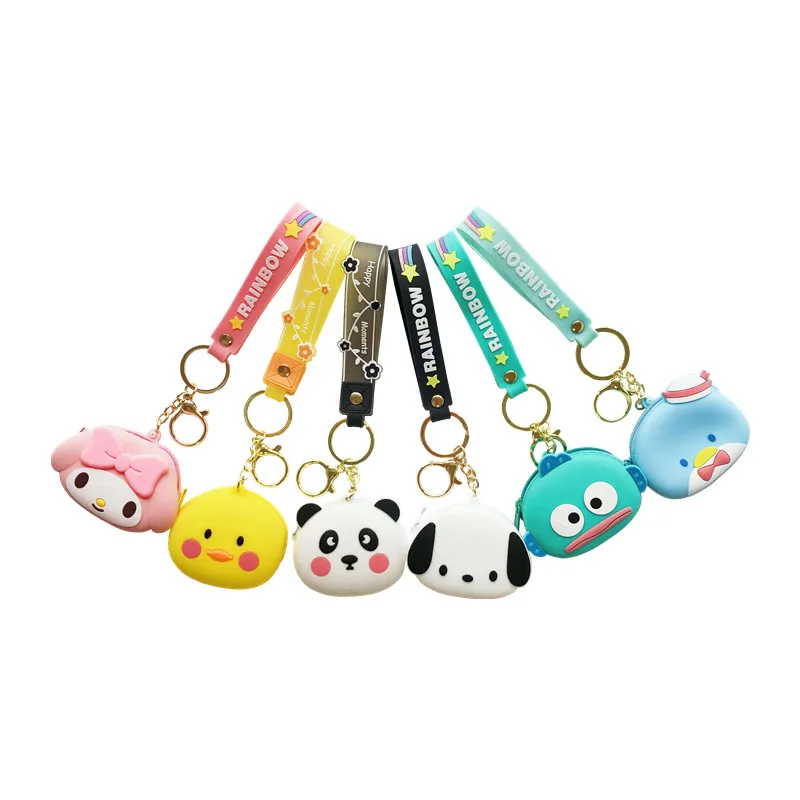 

New fashion cute cartoon silicone multifunctional personalized key chain bag small gift auto parts creative Wallet