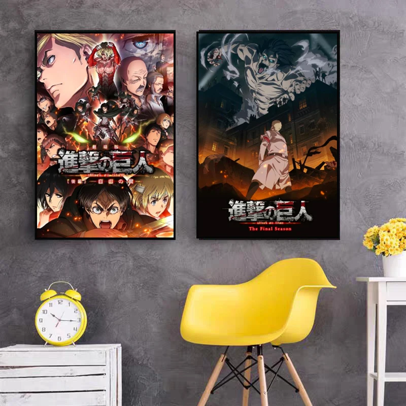 

Japanese Anime Attack On Titan Framed Canvas Printing High Definition Modern Poster Prints Creative Home Interior Decor Wall Art