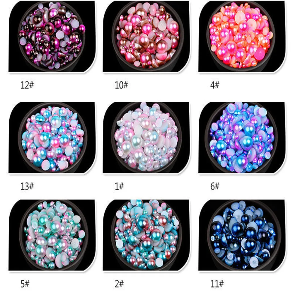 

3mm-12mm Two Tone Imitation Pearl Craft Half Round Flat Back Beading DIY Decoration