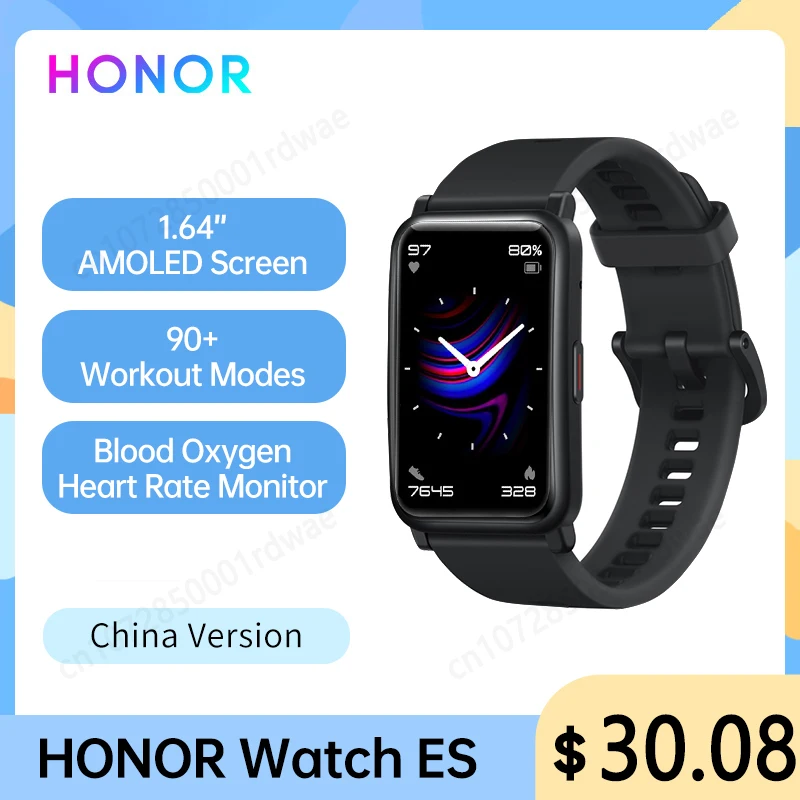 HONOR Watch ES Smart Watch 1.64'' 5ATM NFC Smartwatch SpO2 Stress Sleep Heart Rate Monitor Fitness Sport Watch For Men Women