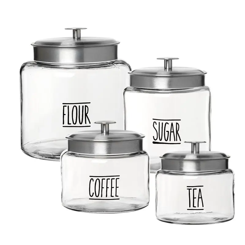 

Clear Glass Farmhouse Montana Food Storage Jars, 4 Piece Set