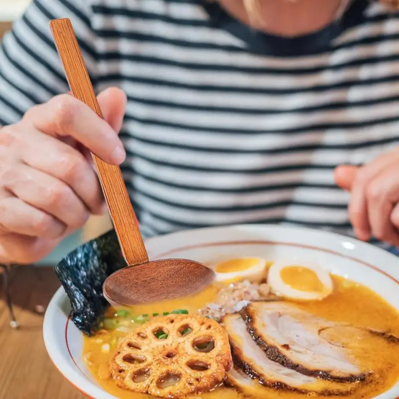 Японские ложки для рамэна кухонные японские длинные деревянные супа рамен