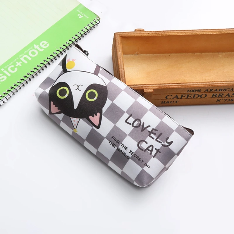 

Cosmetic Storage Bag Cute Cat Pu Leather Pencil Bags kawaii Waterproof Pencil Case For Girls Student Stationery School Supplies