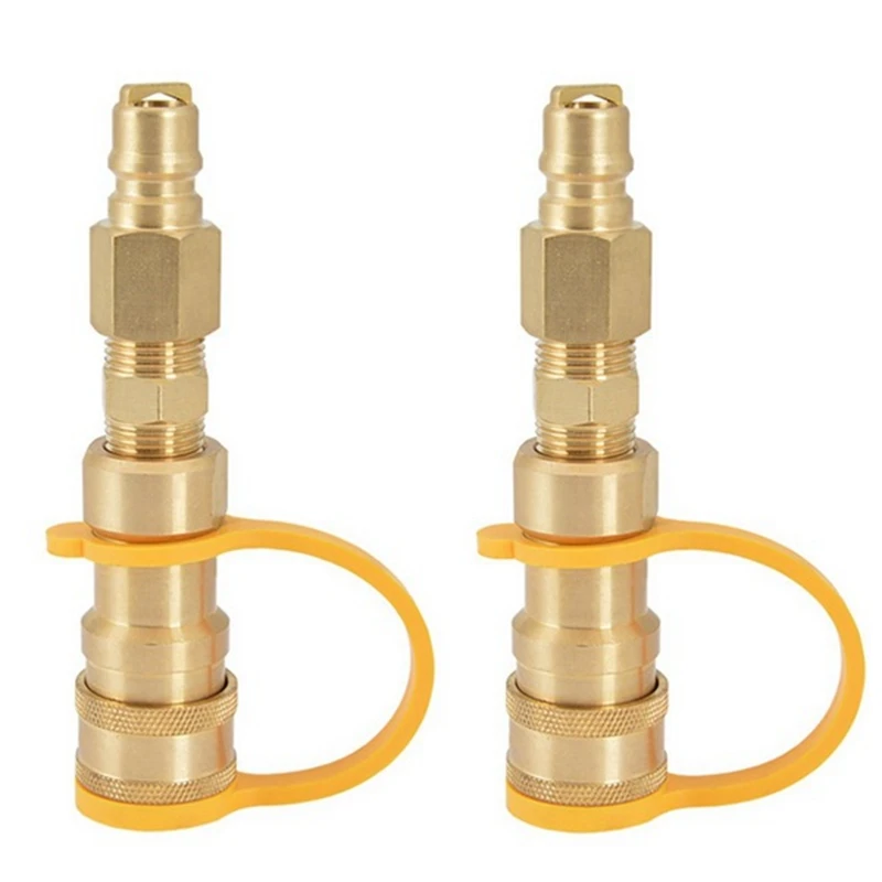 

2Piece 3/8 Inch Natural Gas Quick Connect Brass Propane Adapter Fitting For LP Gas Propane Hose Quick Disconnect