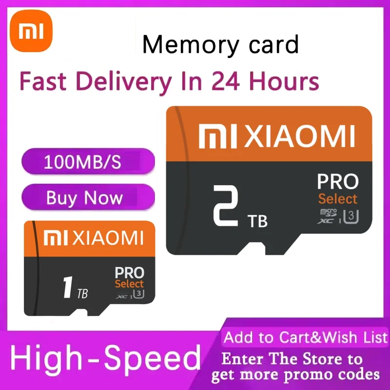 Карта памяти Xiaomi 512 ГБ 128 2 ТБ 1 U3 V30 4K Full HD Micro TF SD Card Флэш-карта для