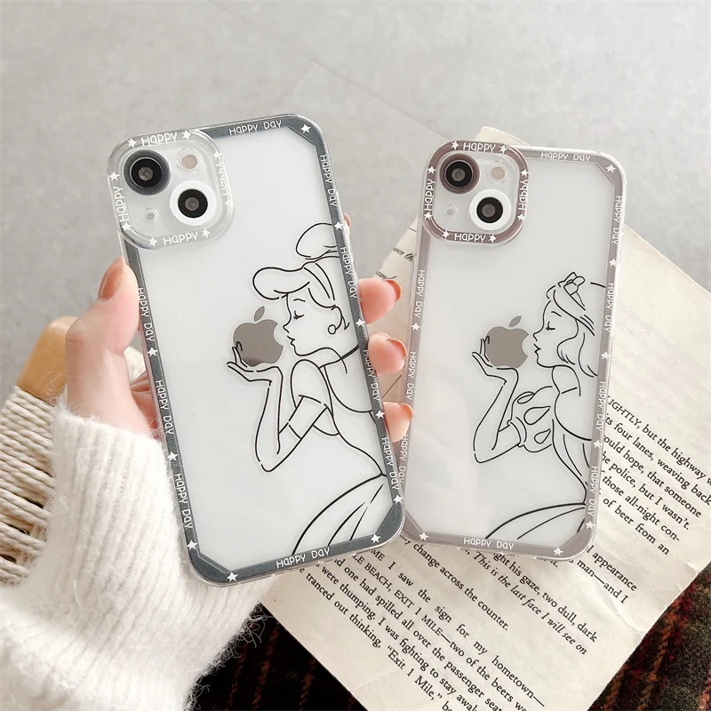 

Disney Snow White Alice Princess Phone Case For Iphone 11 12 13 14 Pro Max X Xs Xr 7 8 Plus Angel Eyes Transparent Cover