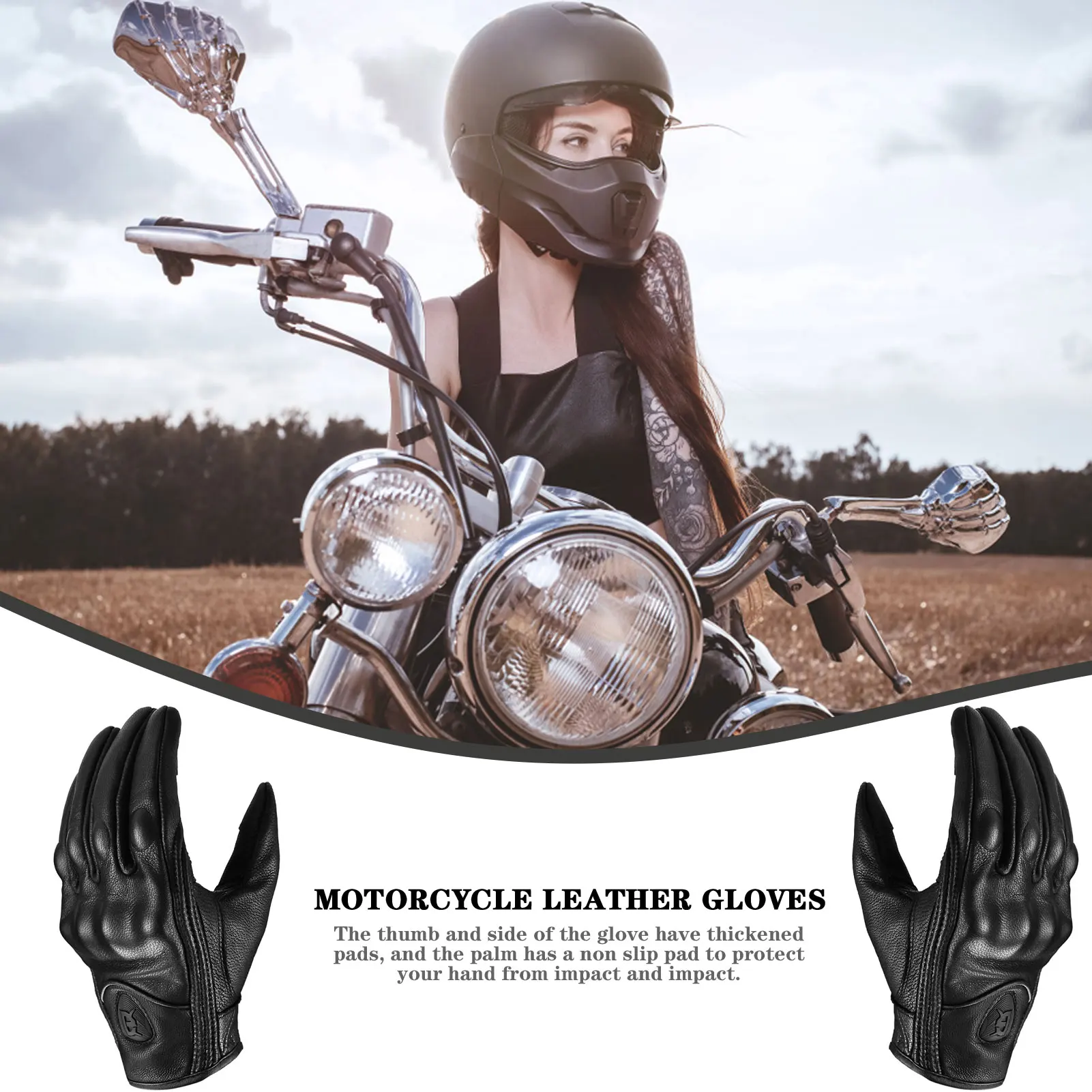 Shockproof Full Finger Leather Motorcycle Gloves Motorbike Equipment Women Men Black ATV Rider Sports Protect Gloves