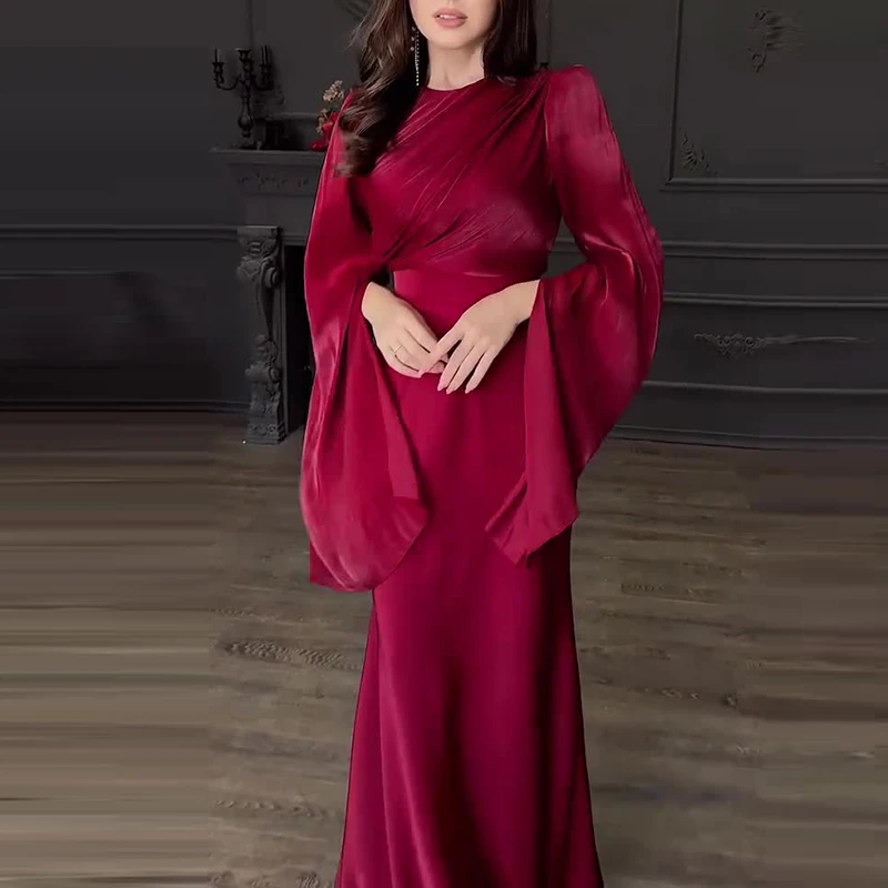 Винтажное женское атласное длинное платье с высокой талией новые женские