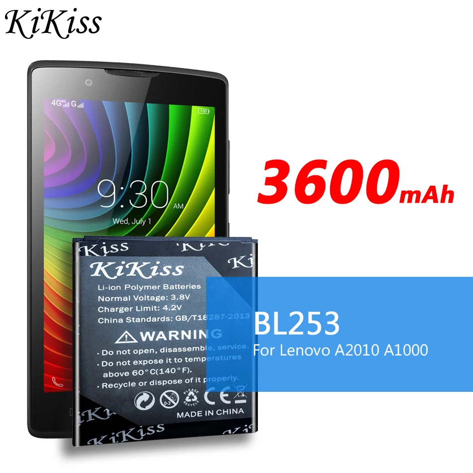 

3600mAh BL253 Battery For Lenovo A2010 Bateria A 2010 / BL 253 BL-253 Vibe A 4.0" A1000 A1000m A 1000 Mobile Phone A2800D A3800D