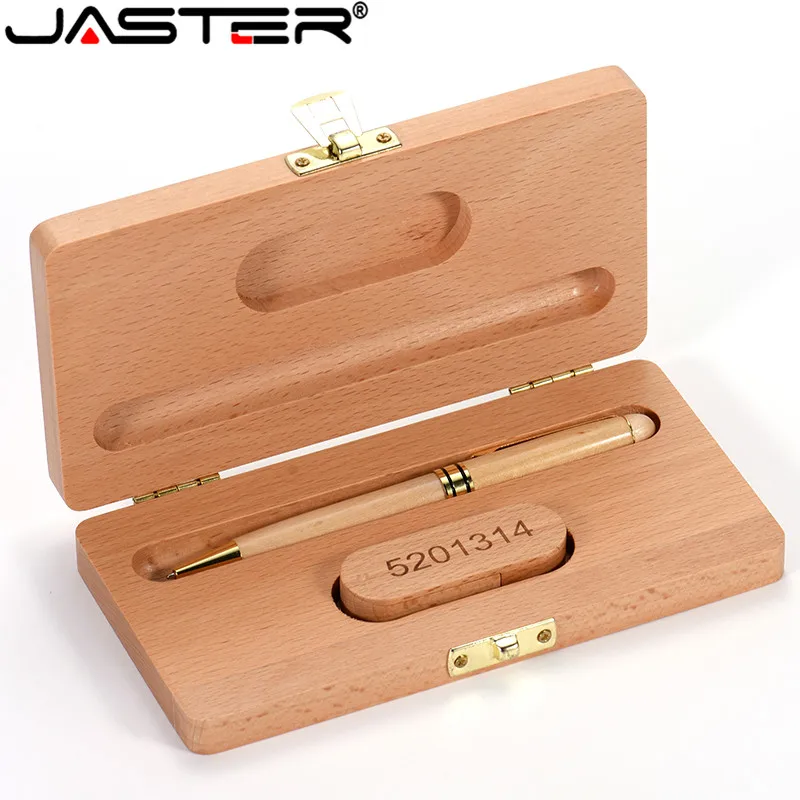 

JASTER Beech Ballpoint Pen Case+ USB flash drive 4GB 8GB 16GB 32GB 64GB usb pendrive Exquisite gift (Custom logo)