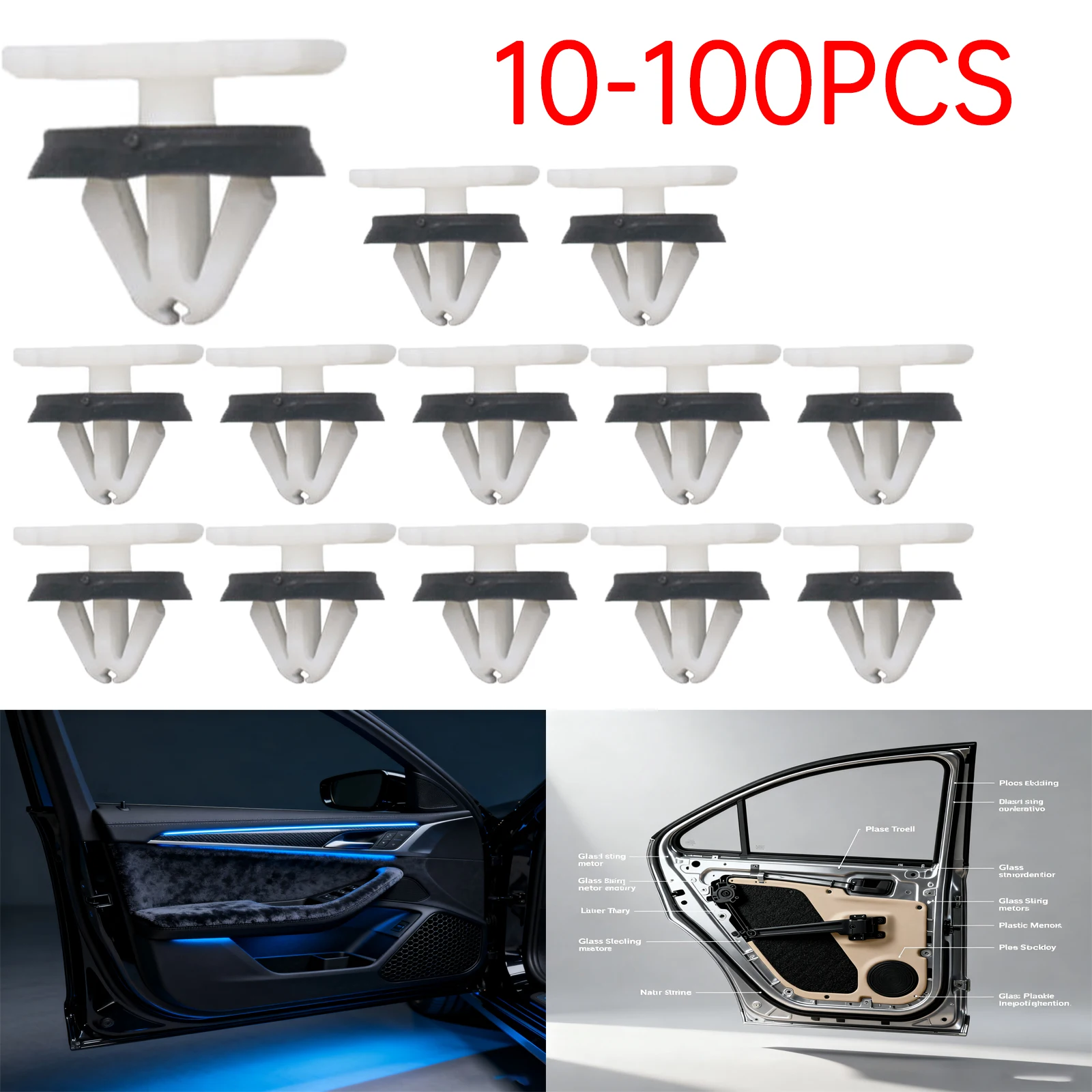 

10-100X автомобильный зажим, рокерная панель/расклешенный молдинг, зажим для боковой юбки, крепеж, отделка брызговика, зажим для крыла для Ford W716352-S300