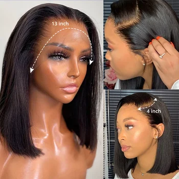 Bob Wigs Lace Frontal Human Hair Wigs For Women Silky Bone Straight Pre Pucked Tuneful Short Bob Lace Frontal Human Hair Wigs 1