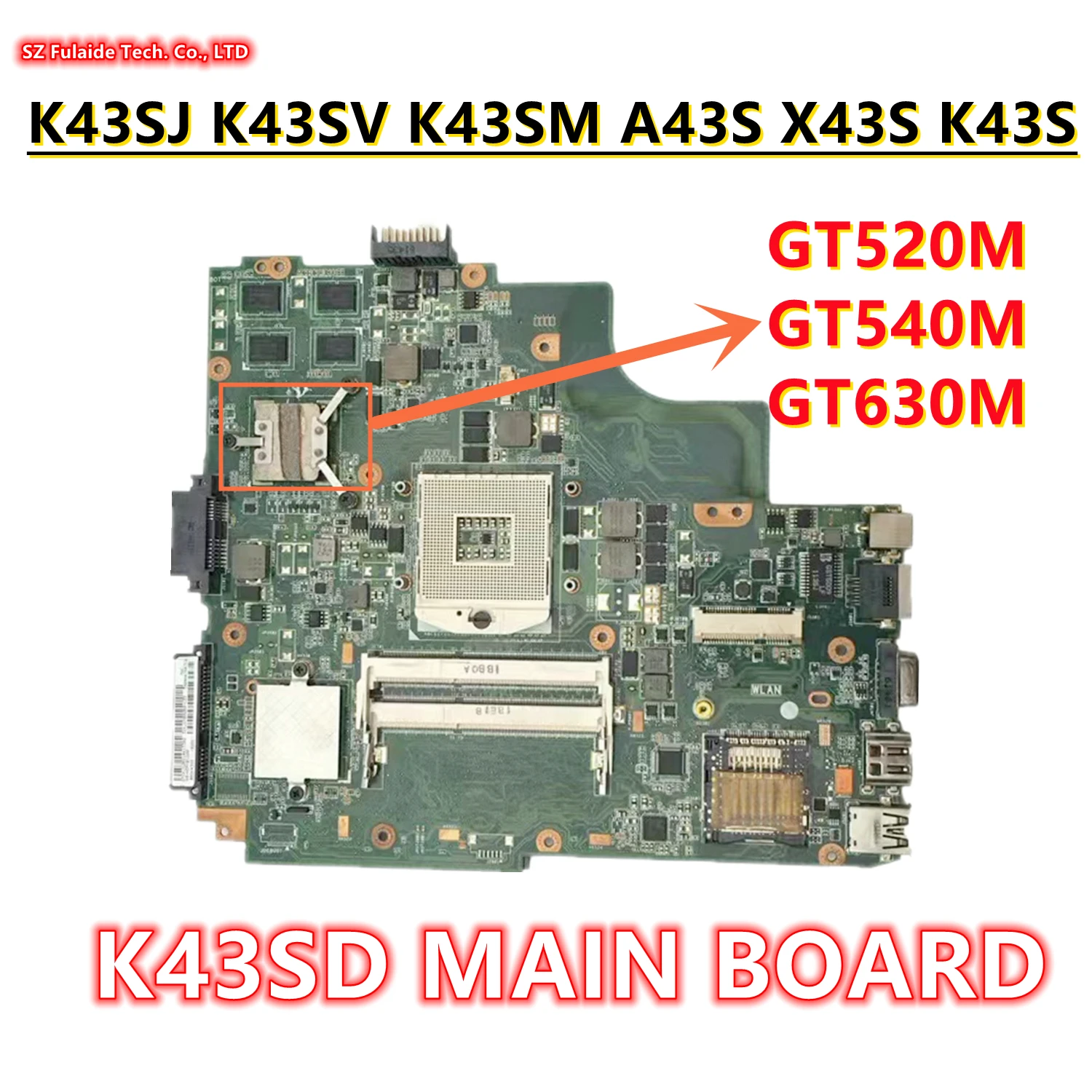 Материнская плата K43SD для ASUS X43S K43S A43S P43S A43SD A43S A84S K43SD A83S K43E, материнская плата для ноутбука с GT520M GT540M GT610M GPU