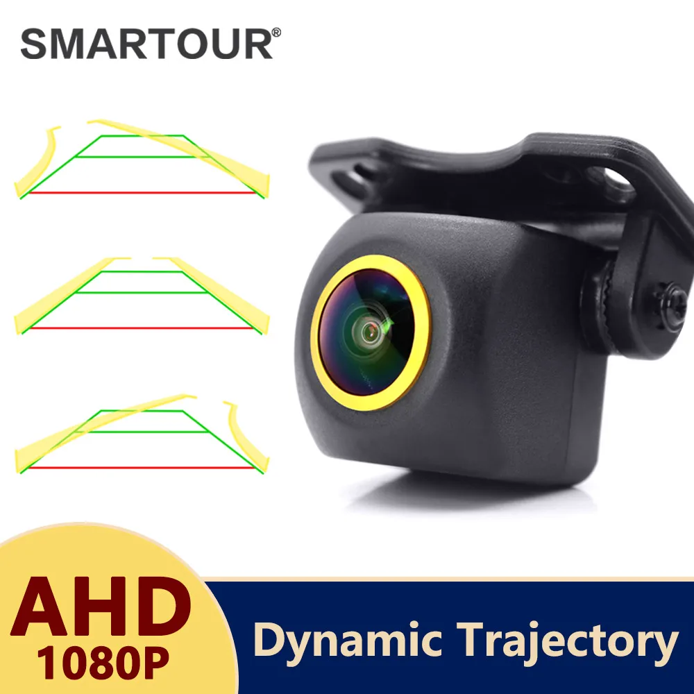 

Smartour AHD 1080P интеллектуальная динамическая траектория отслеживает автомобильную камеру заднего вида с золотым объективом «рыбий глаз» HD резервная камера заднего вида