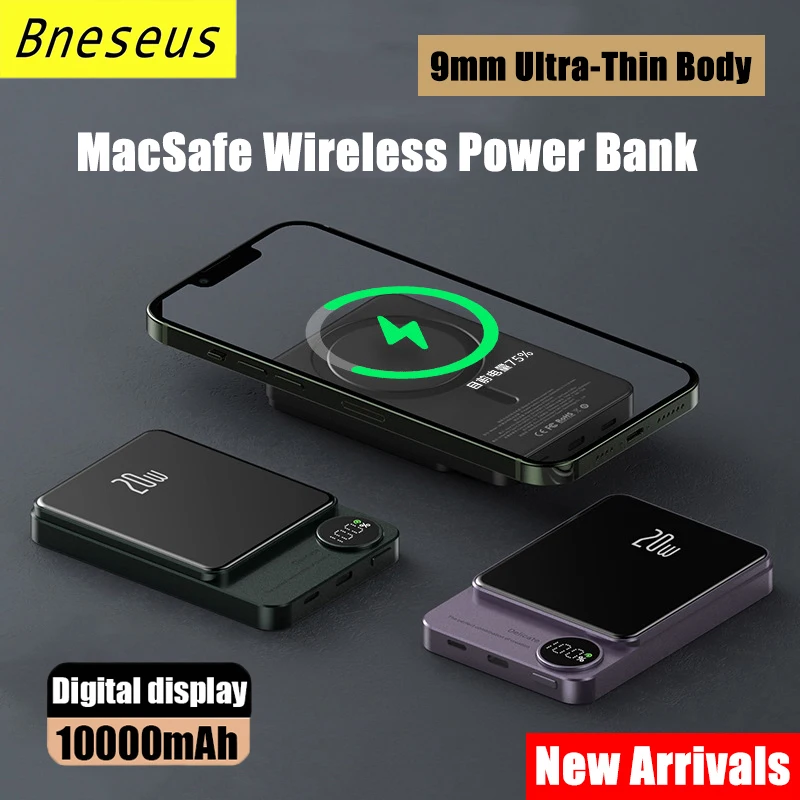 

10000mAh Macsafe Powerbank Magnetic Wireless Power Bank Portable External Auxiliary Battery Pack For iphone12 13 14 Fast Charger