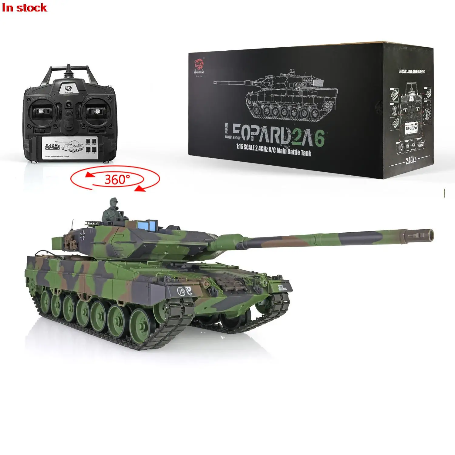 

HENG LONG 1/16 7.0 Plastic Leopard2A6 RC Tank 3889 W/ Steel Gearbox Barrel Recoil Infrared Function BB Shooting Toys TH17577