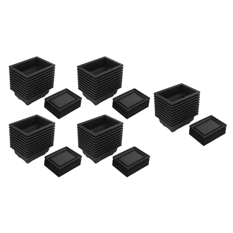

50 Packs Bonsai Training Pots With Tray Plastic Bonsai Plants Growing Pot For Garden Yard Living Room Balcony 16.5X12cm