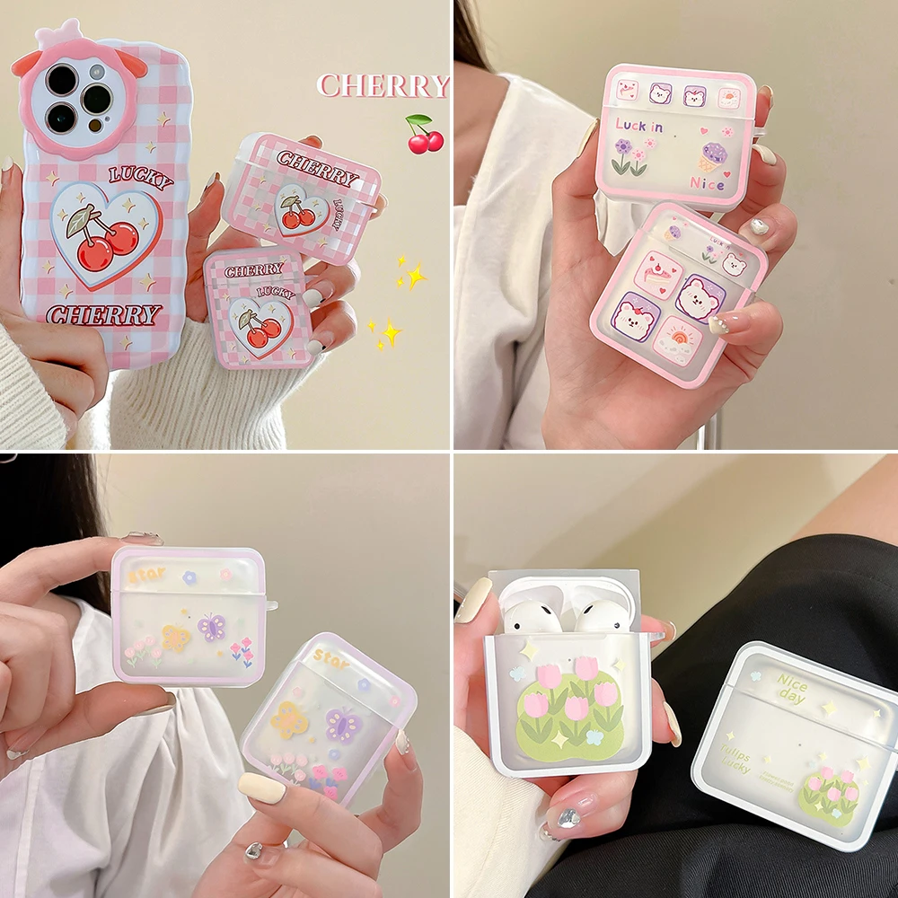 

Cute Case for Apple AirPods 1 2 Pro 3rd Generation Case Ice Cream Rabbit Bear Case for AirPods Pro 3 Case with Keychain Lanyard