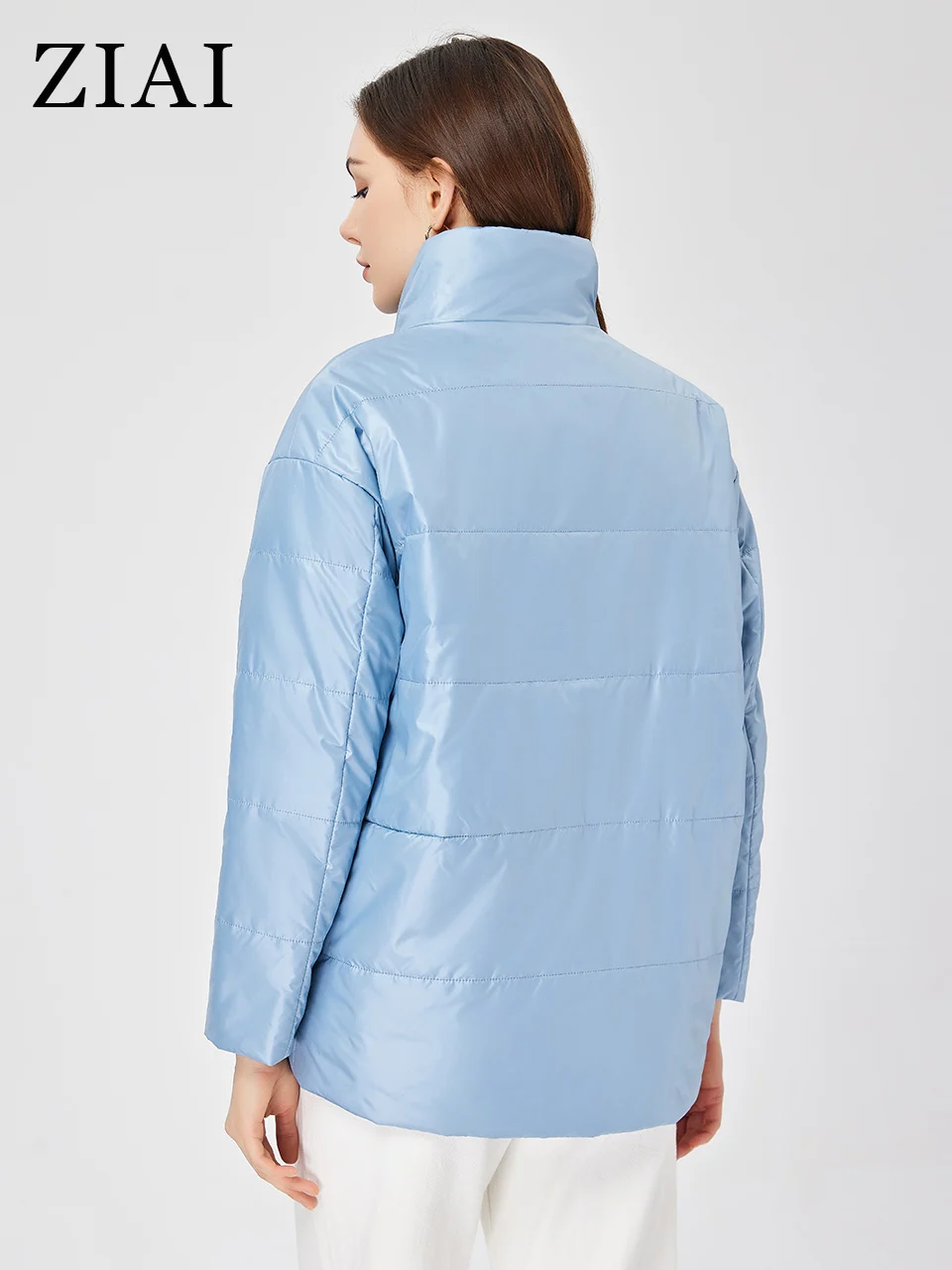 ZIAI 2023 New Women's spring jacket Short Solid Color coat women stand collar high-quality Thin style Zip Casual Parka ZM-10437