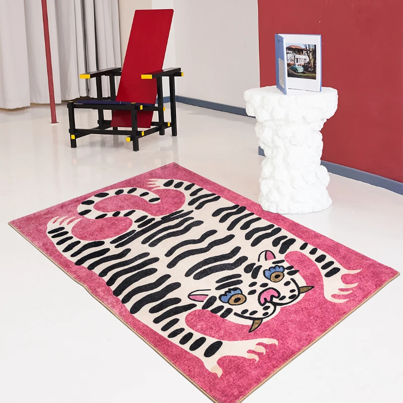 Cute Tiger Carpet Children's Bedroom Living Room Home Decoration Rug Girl Pink Bedside Furry Thickened Floor Mats alfombra tigre