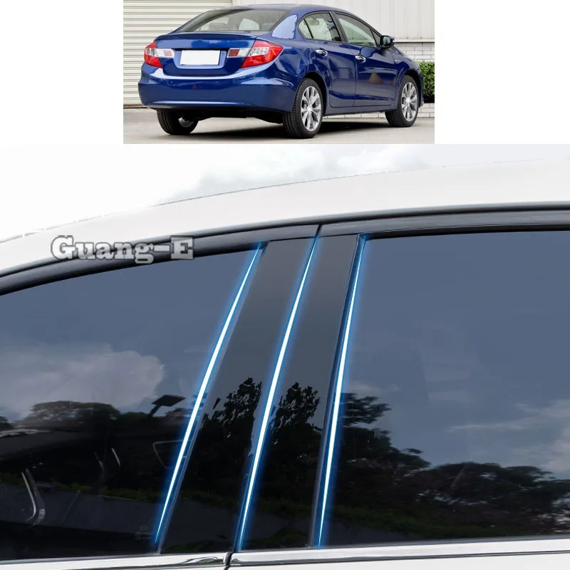 

Для Honda Civic 9th 2012 2013-2015 автомобильный Поликарбонат материал столб крышка отделка двери окно пианино черная молдинговая наклейка пластина зап...