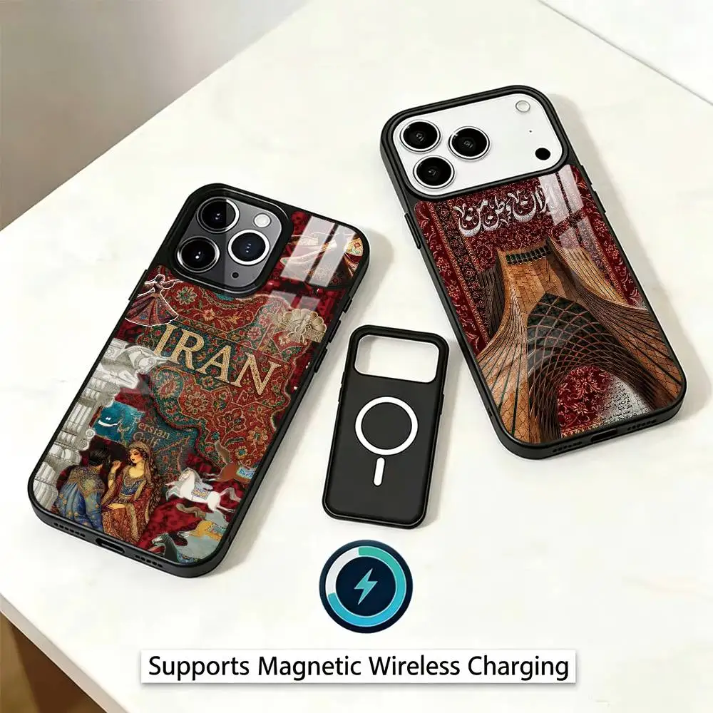 Фото Чехол для телефона с дизайном «История Ирана: Шахи и искусство» для iPhone 17, 16, 15, 14, 13, 12, 11 Plus, Pro. Поддерживает магнитную беспроводную зарядку. №1