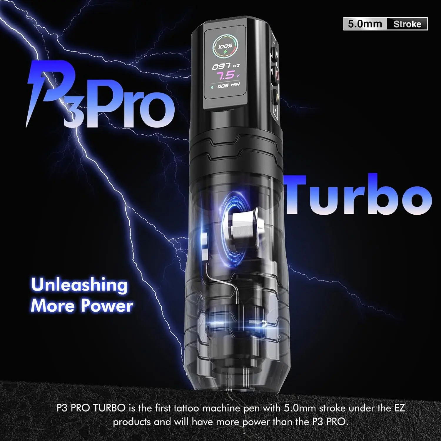 Тату-машинка EZ P3 Pro /P3 PRO с аккумулятором на 1600 мАч и цифровым дисплеем