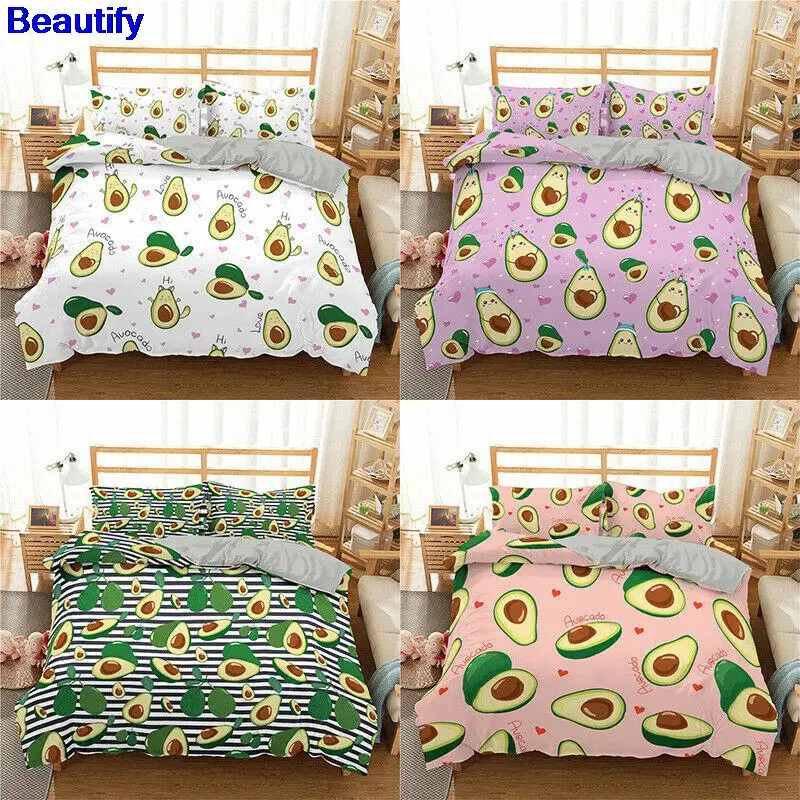 

Beautify Avocado Fruit Bedding Set 2/3Pcs Duvet Cover & Pillowcase(s) 3D Printed Quilt Cover Home Textile Gift