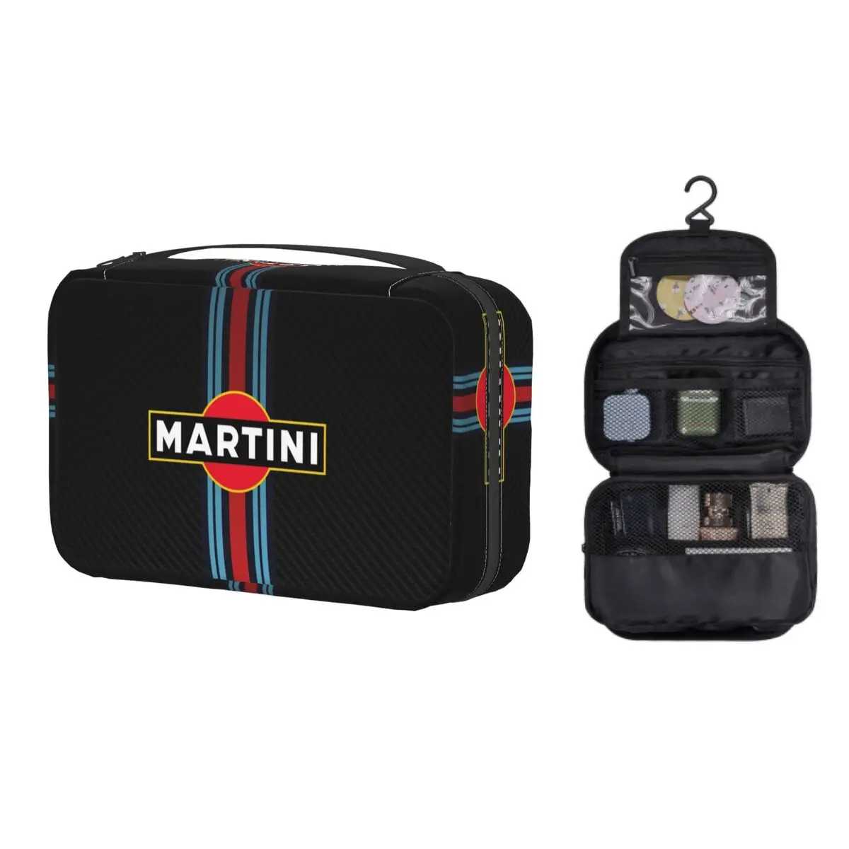 

Martini Racing Stripes Toiletry Bag Women Sportscar Motor Racing Makeup Cosmetic Organizer Ladies Beauty Storage Dopp Kit Box