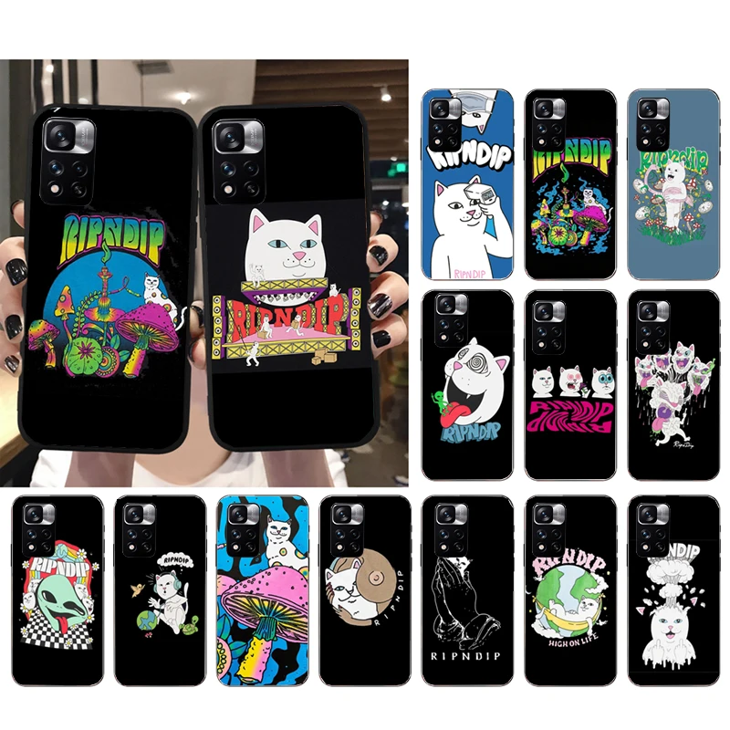 

Phone Case For Xiaomi Redmi Note 12Pro 11 11S 11T Pro 10 9Pro Note10S Redmi 10 9 10C 9C Cute White Ripindip-Cat Case