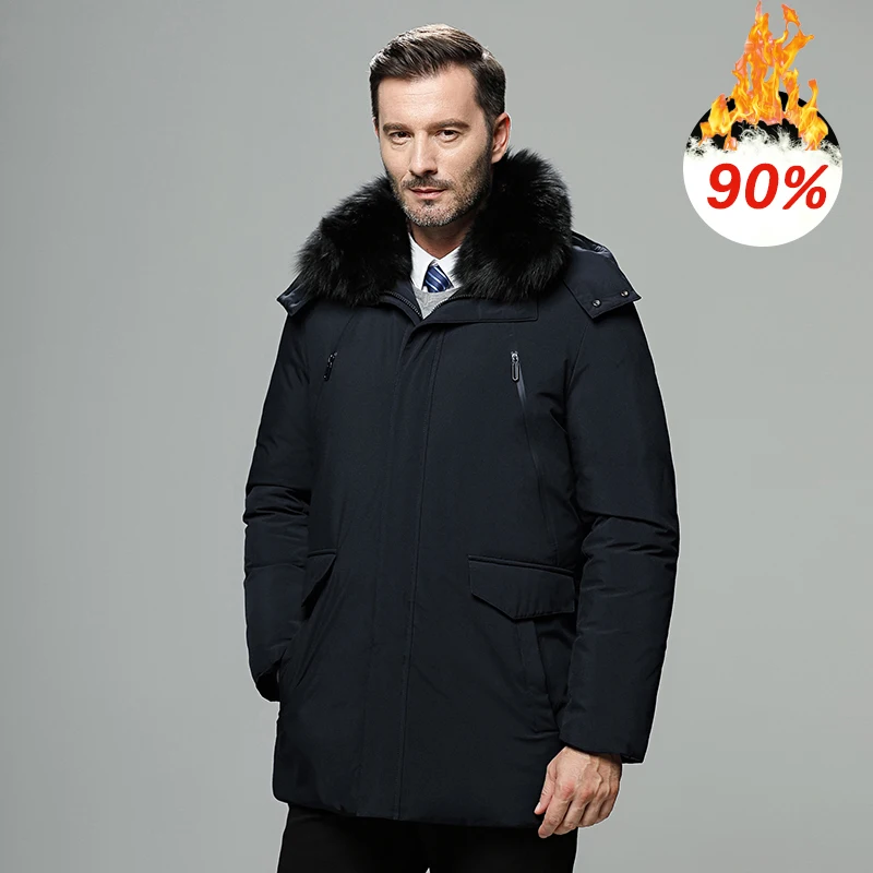 New Autumn Winter Men Down Jacket Cotas Mens Warm 90% White Duck Down Hooded Jacket Parkas Multi Pockets Overcoat Male Plus 5XL