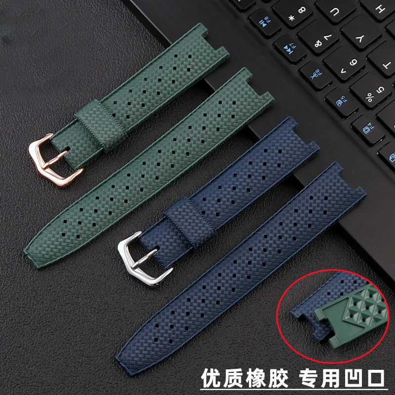 Watch accessories: Rubber Men's watch band, suitable for cartier PASHA series Notch watch chain, 20-10mm 20-12mm 22-15mm