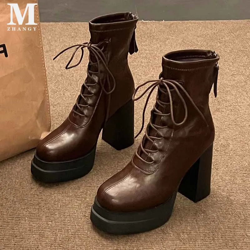 Женские ботильоны на высоком каблуке модные дизайнерские кожаные ботинки