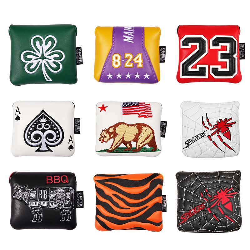 

1pc PU Leather with Spider Embroidery Magnet Golf Club Square Mallet Putter Head Cover Headcover for Spider X Copper