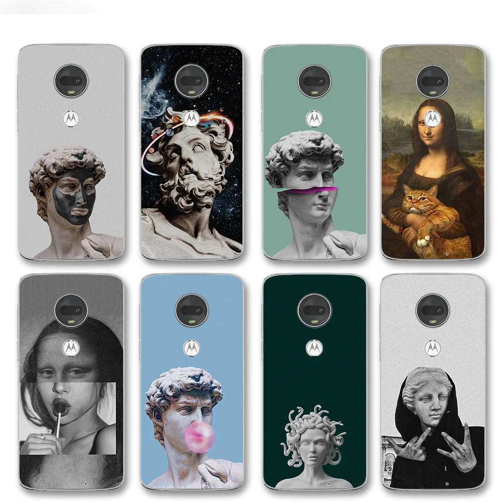 

Mona Lisa David Case for Motorola Moto G60S G60 G31 G41 G50 G51 G71 5G G7 G8 G9 G30 G20 G10 E7 E7i Plus Play Power E20 E40 Cover