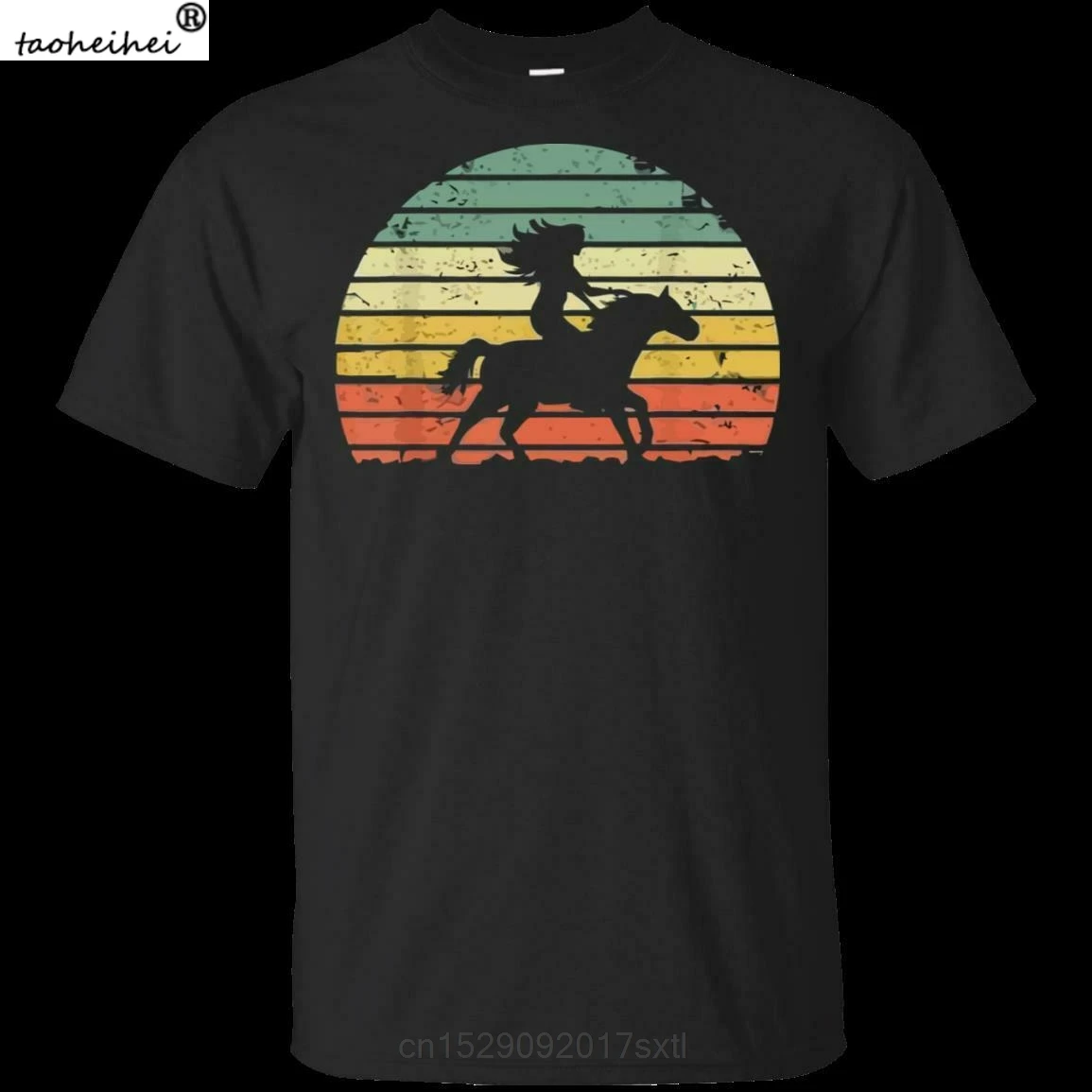 Черная темно-синяя футболка рубашка для девочек с рисунком лошадей Винтажная